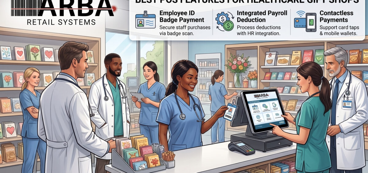 Best POS features for healthcare gift shops info graphic