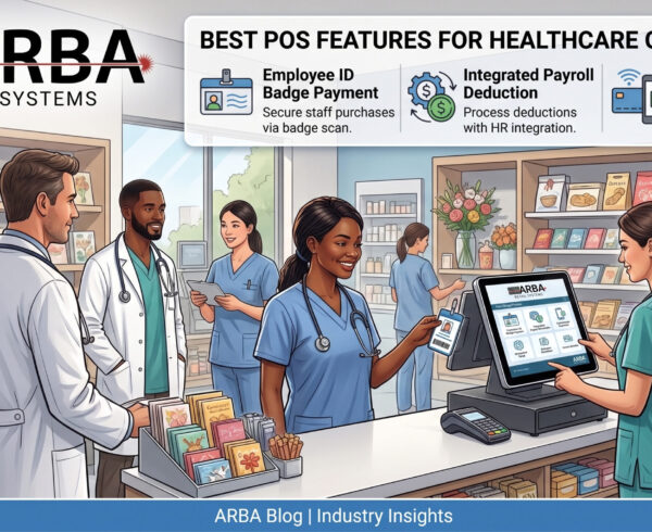 Best POS features for healthcare gift shops info graphic